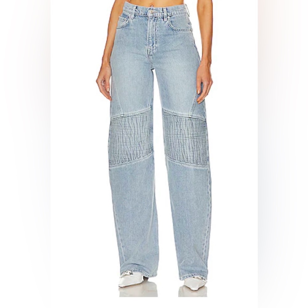 GRLFRND Blue Mariah Racer Wide Leg Jeans Size 23